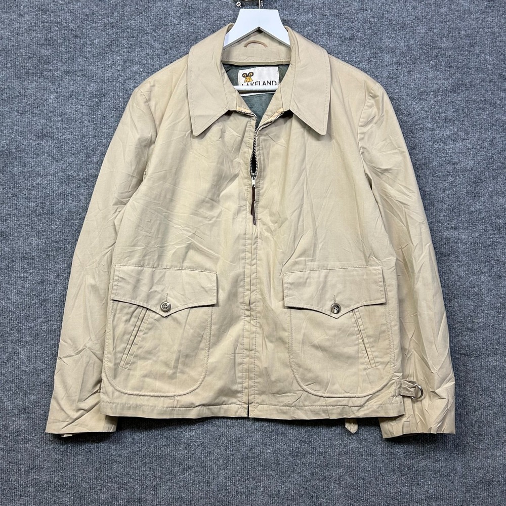 Vintage Lakeland Harrington Jacket Men's Tan Beige Pockets Full Zip Casual - 42
